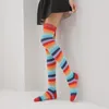 Women Socks Knee-Highs For Sexy Oversize Rainbow Stage Performance Christmas Cosplay Easter Ball Over The Knee High