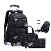 School Bags School Bag With Wheels School Rolling Backpack Wheeled Bag Students Kids Trolley Bags For Boys Travel Luggage with Lunch Box 230703