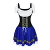 Robes décontractées femmes bavarois Oktoberfest Costume allemand bière fille femme de chambre Dirndl déguisement à lacets a-ligne