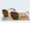 Óculos de sol quadrado armação de metal dourado lente marrom óculos de sol moda feminina com caixa