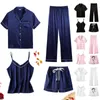 Damesslaaplounge zijden pyjama voor dames thuispak shirt met korte mouwen + broek satijnen nachtkleding nachtkleding