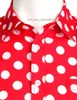 Men's Casual Shirts Red Mens Polka Dot Shirt Casual Button Up Dress Shirts Men Chemise Homme Party Club Male Garden Point Camisas Masculina 230706