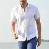 Männer Casual Shirts 2023 Sommer Einfarbig Revers Kurzarm Hemd Strickjacke Plus-größe S-3XL