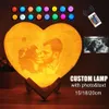 Lights Customized Lamp with Photo Text Heart Shape 3D Printed Moon Night Light Personalized Gifts for Birthday Mother's Day HKD230704