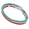 Bracelets porte-bonheur 2 Pcs Vert Blanc Rouge Bijoux Bracelet Drapeau Italien Bracelet En Cuir Alliage Pour Hommes Femmes Largeur 14 Mm - Longueur 21,5