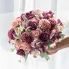 Torkad blommor stil konstgjorda hortensia tusenskönor och rosor blandade högkvalitativa buketter hem bröllop dekoration