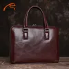 Aktentaschen Aktentaschen Vintage Herren Aktentasche Echtes Leder Original Casual Handtasche Mann Business Umhängetasche Braun Für 14 Zoll Laptop NUPUGOO Z230704