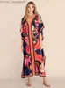 Dambadkläder Dambadkläder Tryckta Kaftaner för kvinnor Beach Cover Up Seaside Maxi Bohemian Klänningar Beachwear Pareo Baddräkter Fabriksförsörjning Drop Z230704