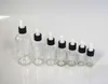 Storage Bottles 5/10/15/20/30/50/100ml Reusable Clear Essential Oil Bottle With Rubber Head Dropper Cap Black Plastic Cover Glass Containers