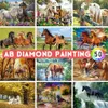 Antal AB Diamond Målning 5D DIY Horse Rhinestone Picture Square Round Animal Embroidery Mosaic Pärled Home Decoration Gift Hobby