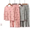 Dames Nachtkleding Dames Katoenen Pyjama Hoge Kwaliteit Cartoon Afdrukken Chique Vrije tijd Thuis Kleding Lente Lange Mouw Broek Set