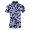 Camisas casuais masculinas moda coreana flor havaí praia manga curta blusa estampada 2023 roupas de verão tamanho grande