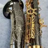 Teclas douradas de corpo preto niquelado 875 Mi bemol de alta qualidade Saxofone alto Instrumento de jazz reforçado com nervuras com acessórios