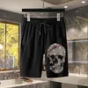 Pantaloncini da uomo Estate in puro cotone da uomo Casual Skull Uomo dritto Moda maschile Pantaloncini da trapano da spiaggia di alta qualità Plus Size 5XL 230703