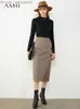 التنانير Amii Medioralism Autumn Vintage Skirt Olstyle Fashion Plaid Aline Skirt High Weist Calflenge Female Skirt 12070346 Z230707