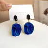 Dangle Earrings S925 Silver Needle Vintage Blue Ocean Resin Exaggerated Geometry Drop Irregular Round For Female Party Gifts