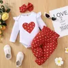 Set di abbigliamento Baby Girl Is Here Born Infant Girls Boys Stampa Autunno manica lunga Pagliaccetto Tuta Pantaloni Fasce Set Cute Crop Top Teen