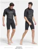 Wetsuits Drysuits 2MM Neoprene Shorty Mens Wetsuit UV-proof Front Zip Lycra Long Sleeves Diving Suit for Surf Snorkeling HKD230704