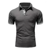 Polos para hombre, polo bonito con cuello para hombre, manga corta, negocios, Color sólido, transpirable, informal, europeo y americano