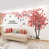 Set Modern Tree 3D Mirror Wall Stickers för vardagsrum sovrum solid akryl diy konst dekaler tv bakgrund vägg dekorativa klistermärken