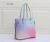 On Shopper Shouler Bag mini SPRING IN THE CITY Handväska Dam go Designer Handväskor Stor Kapacitet Gradient Färg Aldrig Soluppgång Pastell Lady Tie Dye Shoppingväskor