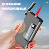 New Solar-powered Rechargeable Windproof Red Flame Visible Gas Window Cigar Lighter Small Gift Male 2ZQ5