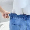 Damenhosen Frauen Mode Hohe Taille Beschnittene Jeans Koreanische Streetwear Wadenlange Denim Capris Hose Weibliche Kleidung Sommer Reithose 4XL