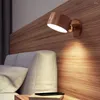 Wall Lamp Wooden LED Reading Light 3 Brightness Levels Rechargeable 360°Rotation Adjustable Touch Control Bedside Lighting USB Night