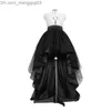 Skirts High Low Black Tulle Skirt Asymmetrial Hem Tutu Layered Wedding Bridal Gown High Waist Pleated Prom Skirt Gala Stylish Saia Z230707