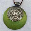 Vintage woman choker necklace Wholesale Fashion Jewelry Wooden Round lines pendant Long necklace for women collares green L230704