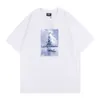 Designer-Modekleidung, T-Shirts, T-Shirts, Nischen-Beauty-Trend, Kith Floral Navy, Eiffelturm, Marineblaues Print-T-Shirt, kurzärmeliges Streetwear-Sportbekleidungsoberteil aus Baumwolle