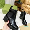 Dames enkellaars glimmend zwart leer designer klassieke laarzen met blokhak Elastiek