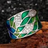 Bohemen Stijl Groene Blad Ring Voor Vrouwen Charmante Dames Ringen Dance Party Fancy Verjaardag Meisje Gift Mode-sieraden