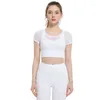 Active Shirts ABS LOLI Dames 2 in 1 Mesh Gym Top Met Ingebouwde BH Zomer Korte mouw Crop Voor Fitness Workout Yoga Sport Shirt