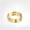 Pierścionki ze stali tytanowej Sier Love Ring mężczyźni i kobiety biżuteria z różowego złota dla zakochanych prezent dla par rozmiar 5-11 szerokość 4-6Mm Drop Delivery Dhgei