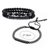 Link Bracelets 3Pieces Men's Bracelet Masculine Natural Bangle & Fashion Jewelry Set Festival Gift Stretch