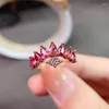 Cluster-Ringe, natürlicher rosa Turmalin-Ring, 925er Silber, Damen-High-End-Atmosphäre, Geschenk für Freundin