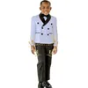 Costumes Garçons Costume De Mariage Smoking 2 Pièce Costumes À Double Boutonnage Enfant Formelle Blazer Ensemble Blanc Floral Veste Noir Pantalon Slim Fit CostumeHKD230704