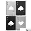 Ouvre-cartes de poker ouvreur noir sier sier en acier inoxydable bière casino bouteille de cuisine Bar cadeaux outils gouttes