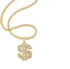 مصمم المجوهرات الفضية/الذهب سلسلة مطلية للرجال مع قلادة قلادة علامة الدولار ، هيب هوب الدولار