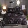 Bedding Sets Marble Pattern Polyester Er Set 2/3Pcs Twin Double Queen Quilt Bed Linen No Sheet Filling Drop Delivery Home Garden Tex Dhulb