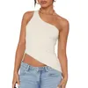 Women's Tanks Women Tees Vest Top Milk Silk Y2k T-Shirt Crop Tops Sleeveless One Shoulder Neck Irregular Hem Backless Slim Fit Summer