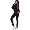 Femmes deux pièces pantalons mode automne hiver femmes survêtements à capuche poches tenues 2 ensemble femme sportwear costume