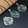 Pendentif Colliers Naturel Abalone Shell Pendentifs Elliptique Artisanat Collier Bijoux En Cuir Cordon Charmes Pour Femmes Cadeau Exquis