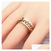 Band Rings 20Pcs/Lot Cool Men Spinner Chain Stainless Steel Rotatable Jewelry Party Gifts Mix Color Wholesale Drop Delivery Ring Dhk3K