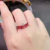 Cluster ringen natuurlijke roze toermalijn ring 925 zilver dames high-end sfeer cadeau voor vriendin