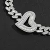 Mens Heavy Hip Hop Chians 16mm 16-22inch 18K Gold Plated Baguette CZ Hearts Cuban Chain Necklace Gift for Friends