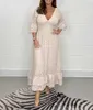 2023 Summer Fashion Maxi платье с высокой вышивкой на талии сплошное цвето