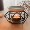 Świeczniki aromatyczny palnik olejowy romantyczny ceramiczny świecznik na tealighty żelazny wosk stopiony cieplej rozpylacz zapachów Home Decor