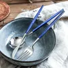 Dinnerware Sets 3pcs/set Walnut Wooden Handle Household Tableware Set 304 Stainless Steel Soup Dessert Spoon Knife Fork